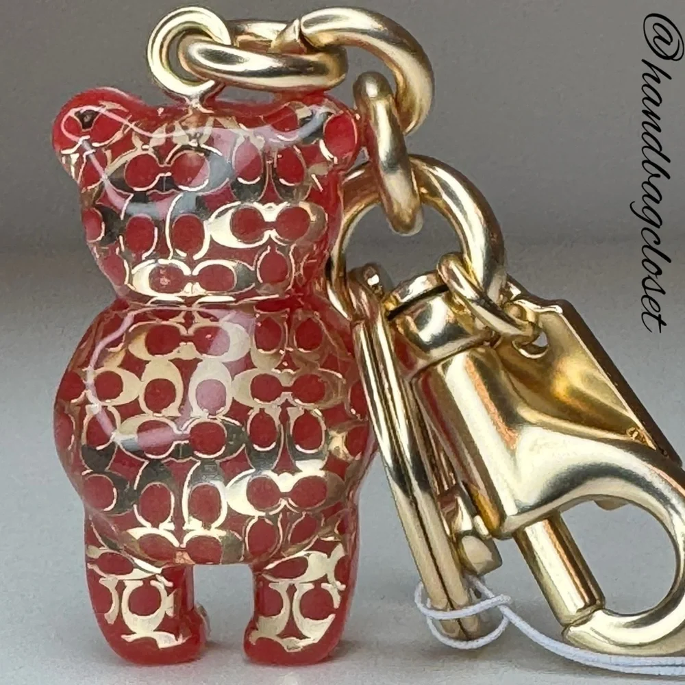 Coach Resin Gummy Bear Bag Charm Gold/Wine CK062 Keychain - Picture 15 of 16